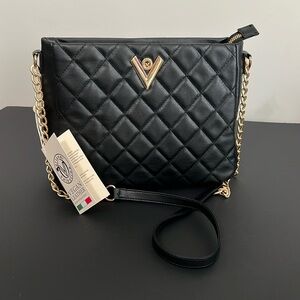 NWT Valentino Orlandi Vegan Leather Black Shoulder Bag